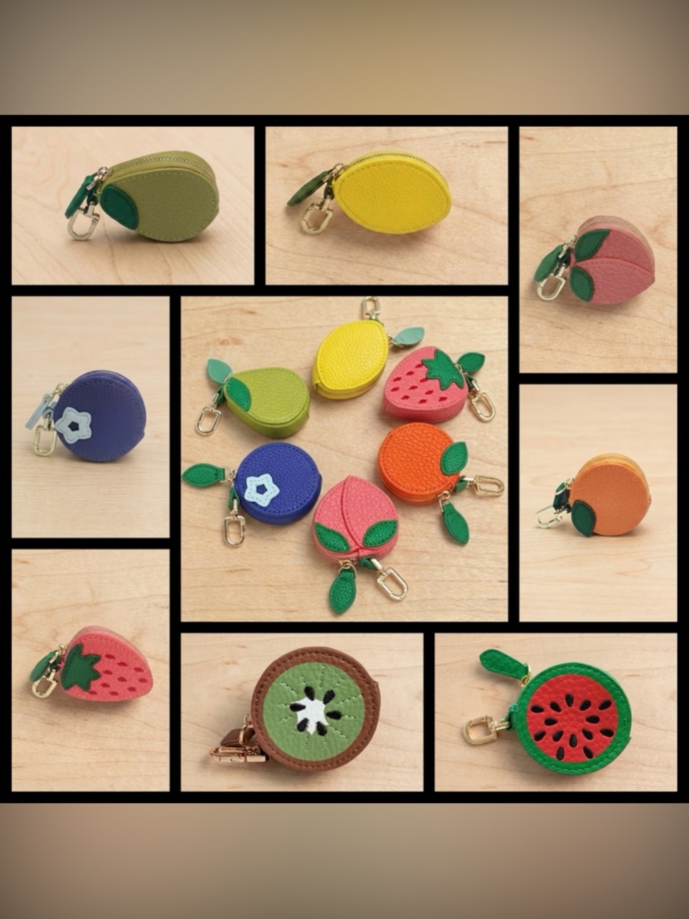 Faux Leather Fruit Coin Pouch - Choice of 1 - Brand New